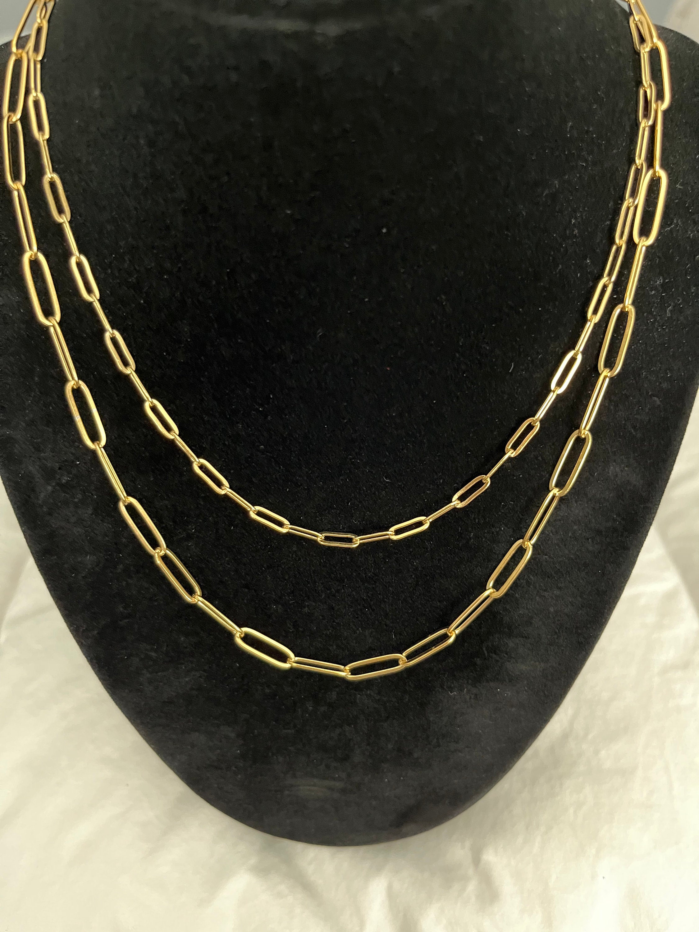 Double Paperclip And Rope Chain Stainless Steel Paperclip Chain Necklace Set: Double Layer Jewelry - Etsy