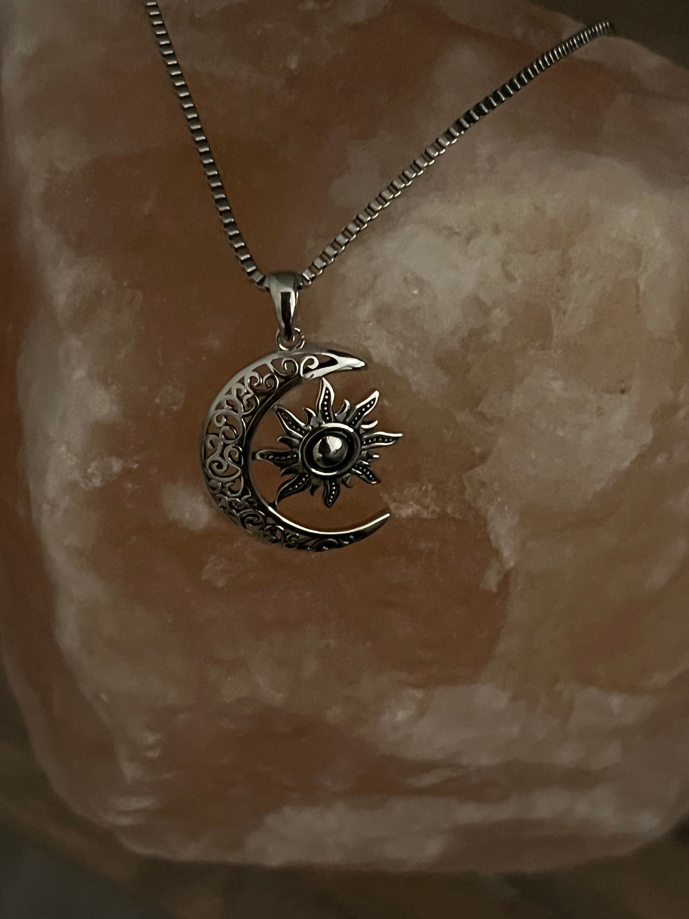 Moon & Sun Celtic 925 Sterling Silver Pendant, Stainless Steel Box ...