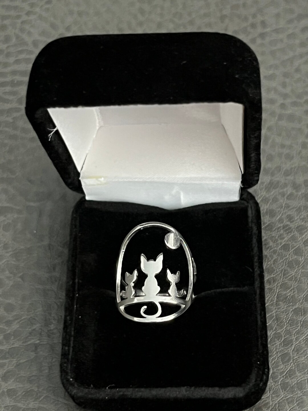 Three Cat Ring, Stainless Steel, 18K Gold Plated, Adjustable Band, Cat ...