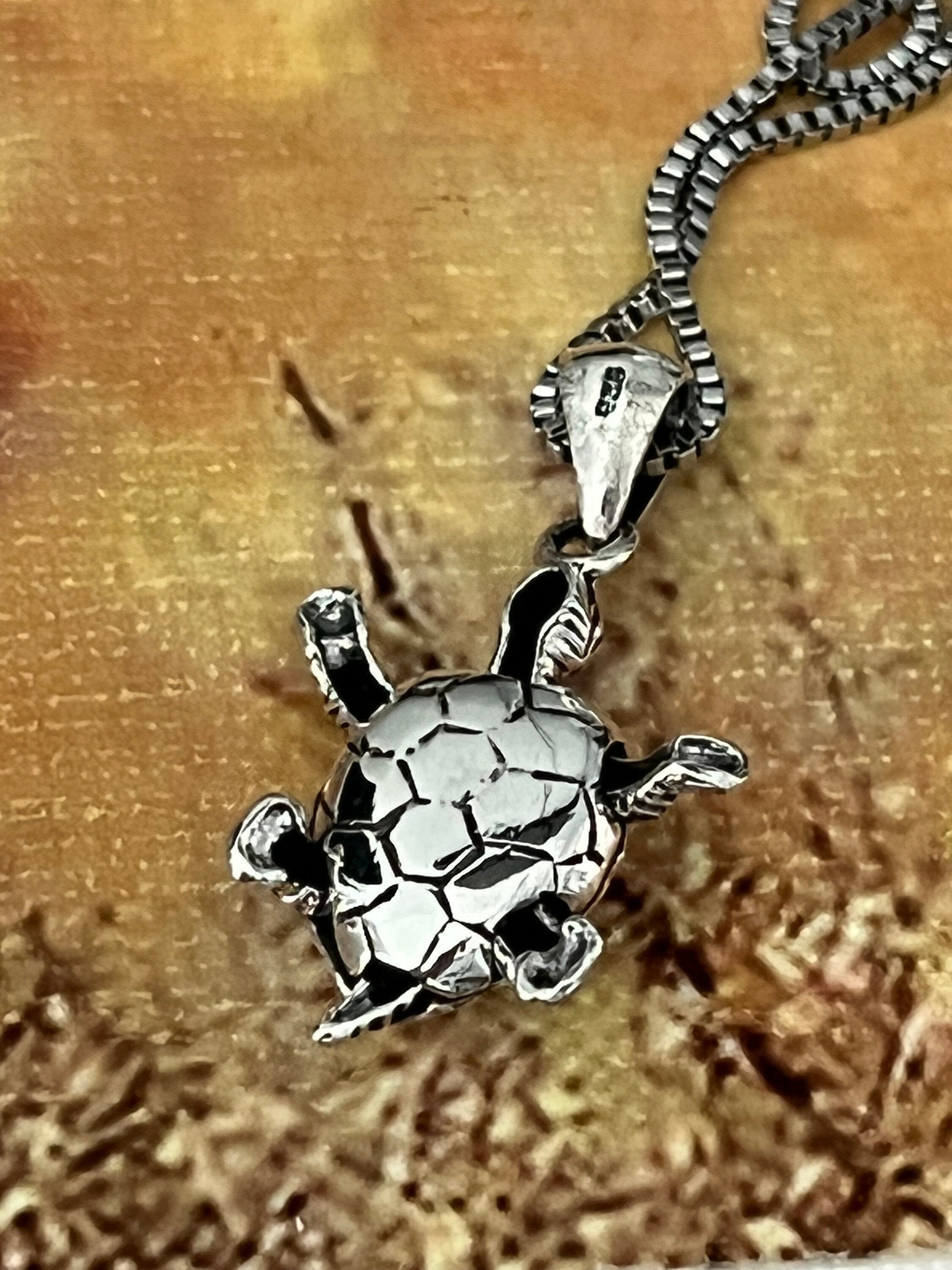 Sterling Silver Turtle Pendant Necklace, Silver Pendant With Moving