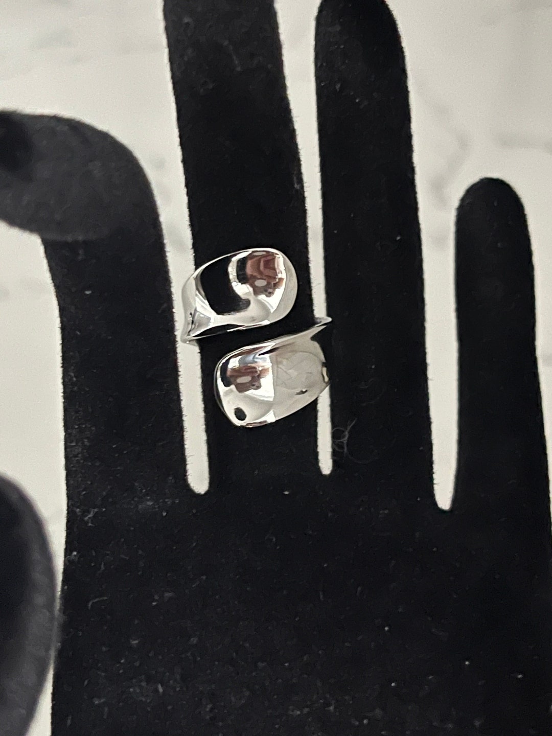 Stainless Steel Modern Double Spoon Ring, Large Spoon Ring, Silver ...
