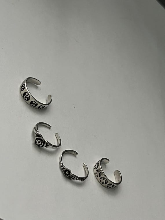 Sterling Silver Adjustable Toe Ring: Rose, Yin Ya… - image 4