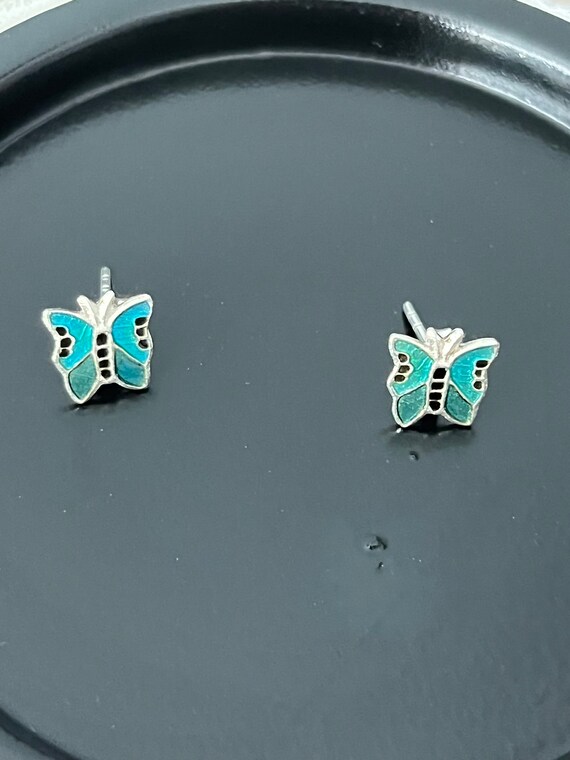 Enamel Butterfly Stud Earrings: 925 Sterling Silv… - image 4