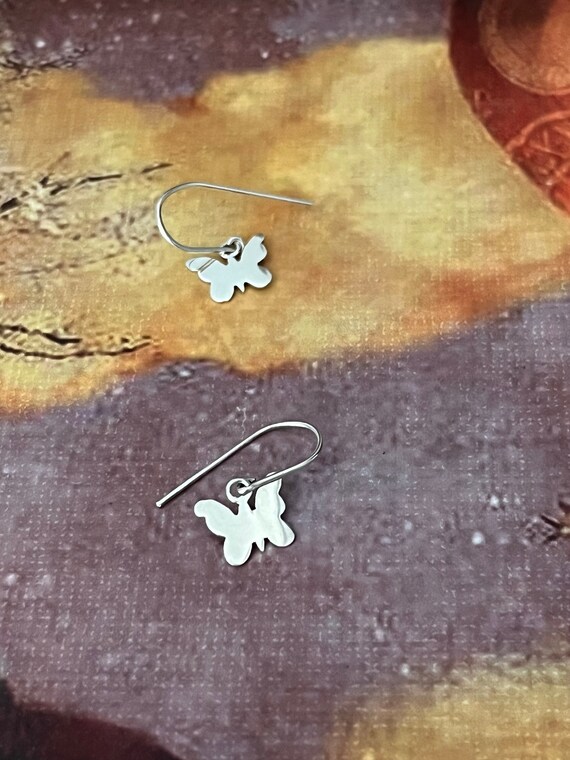 Butterfly Sterling Silver Tiny Hook Earrings: Min… - image 3