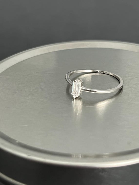 925 Sterling Silver Rectangular Ring: Geometric C… - image 8
