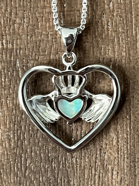 Claddagh Irish Heart Pendant Necklace, Sterling S… - image 4