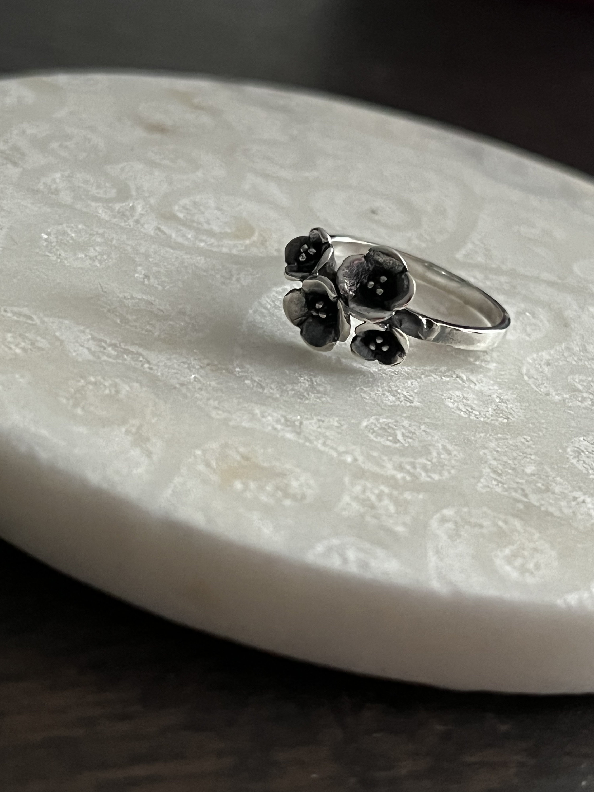 Sterling Silver Flower Bouquet Ring Silver Floral Ring Gift Etsy