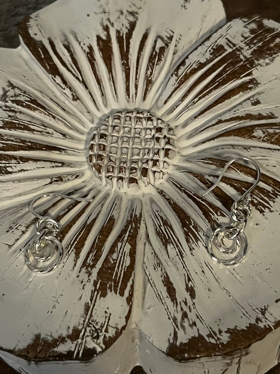 Sterling Silver Dangle Hook Earrings: Diamond Cut… - image 7