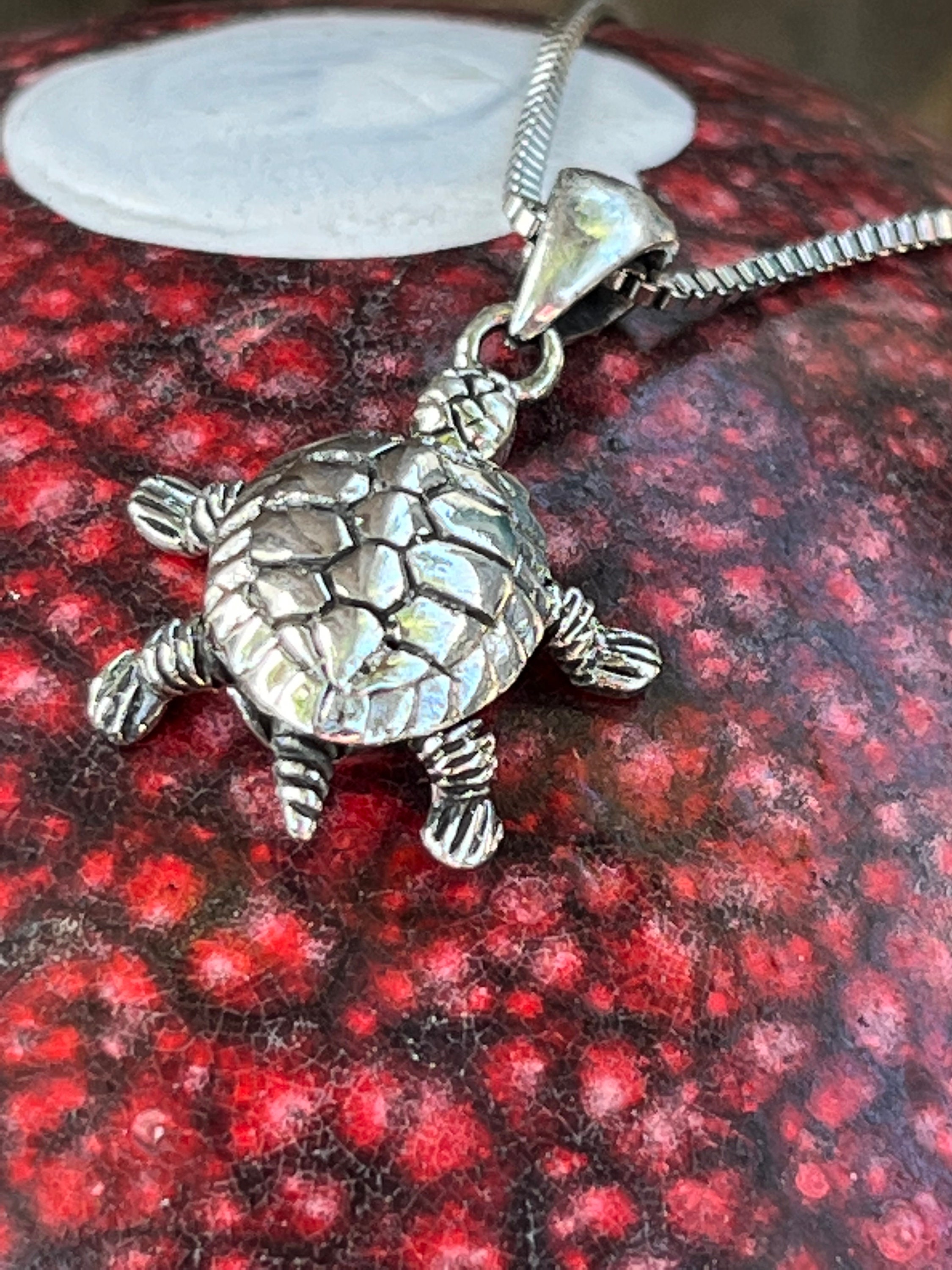 Sterling Silver Turtle Pendant Necklace Silver Pendant With Etsy