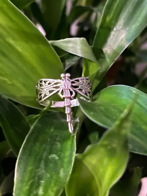 Sterling Silver Dragonfly Ring: Nature Boho Jewel… - image 5