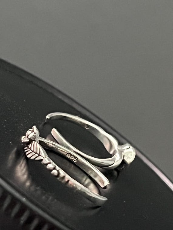 Sterling Silver Adjustable Toe Ring: Rose, Yin Ya… - image 3