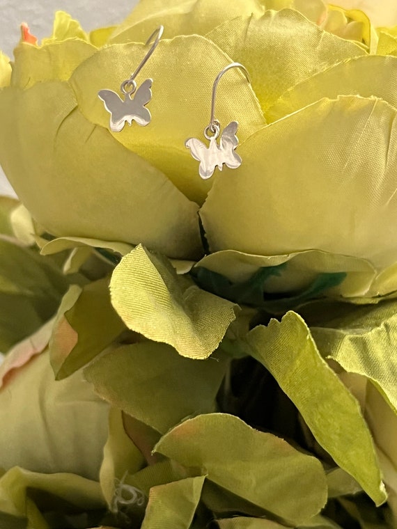 Butterfly Sterling Silver Tiny Hook Earrings: Min… - image 4