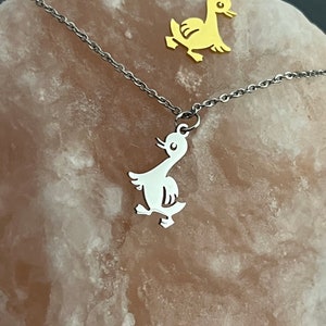 Duck Charm Pendant Necklace: Stainless Steel Adjustable Chain - Etsy
