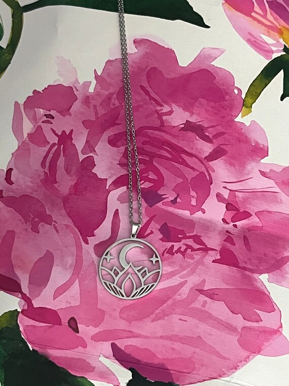 Creative Lotus Moon Necklace, Yoga Jewelry, Spiri… - image 8