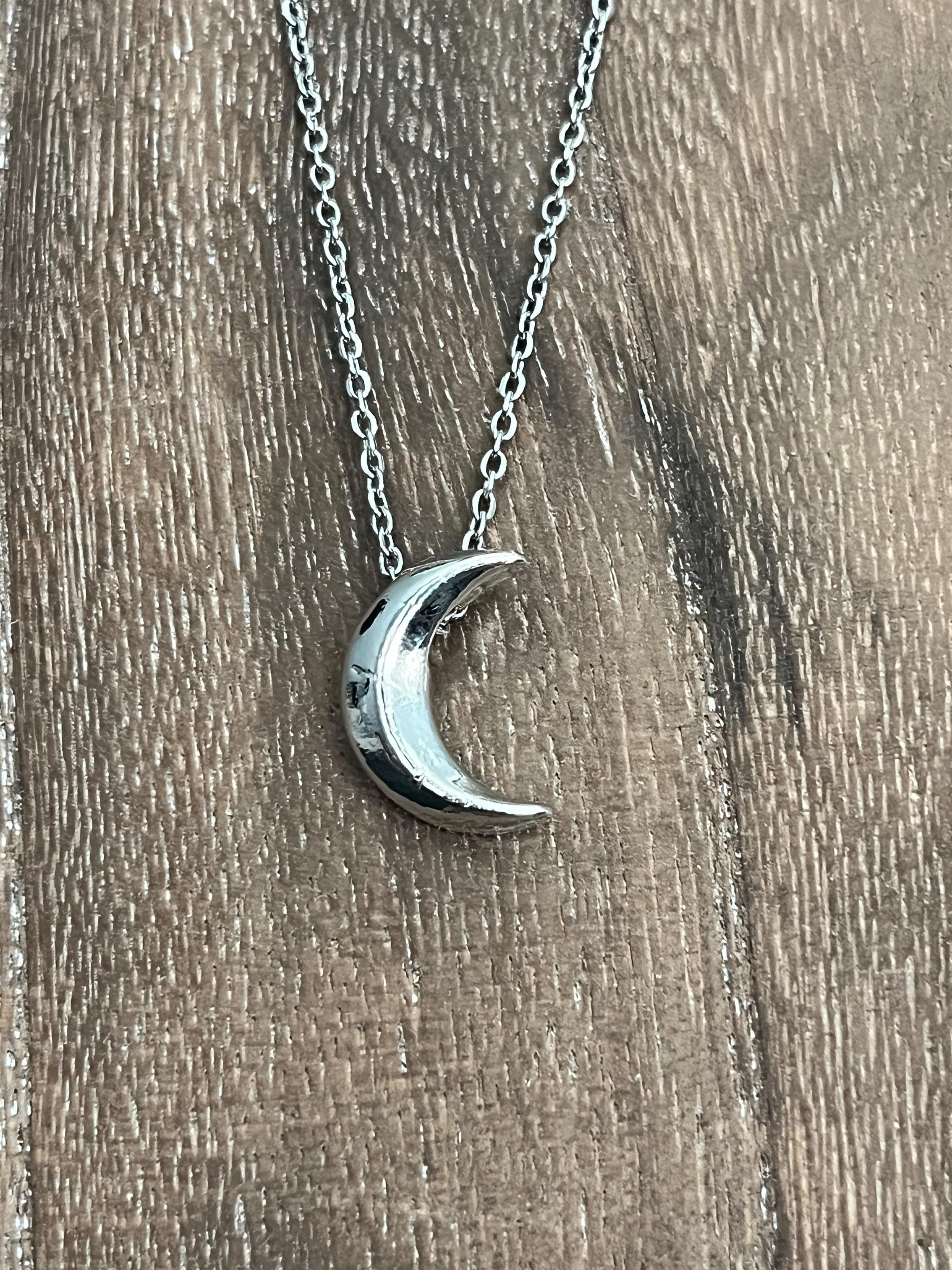 Sterling Silver Moon Pendant Necklace: Minimalist Celestial Jewelry - Etsy