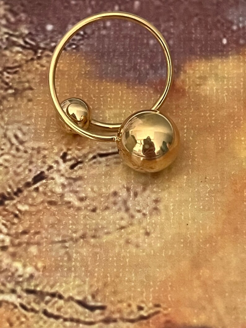 Golden Two Ball Ring: Stainless Steel Adjustable Open Design - Etsy