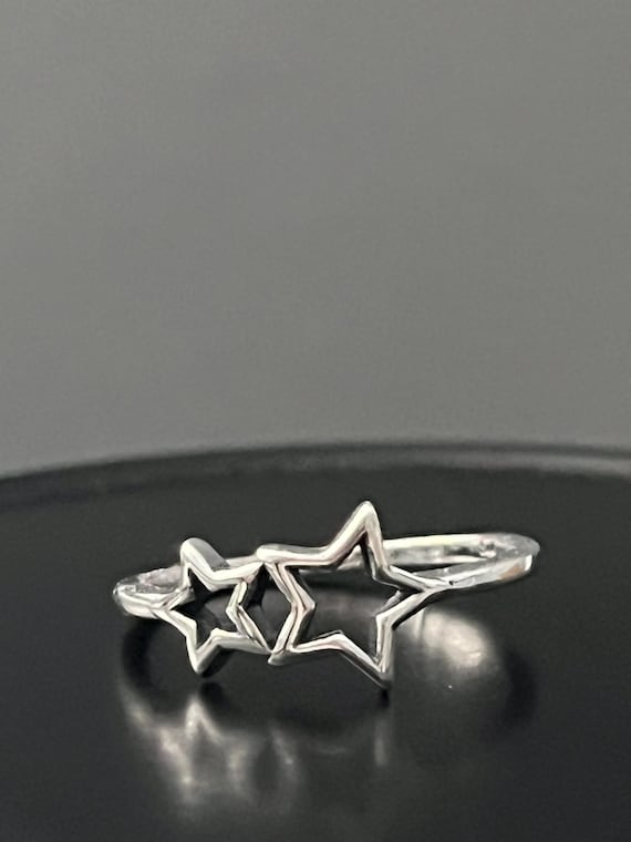 Sterling Silver Stars Ring, Celestial Ring:  Size… - image 2