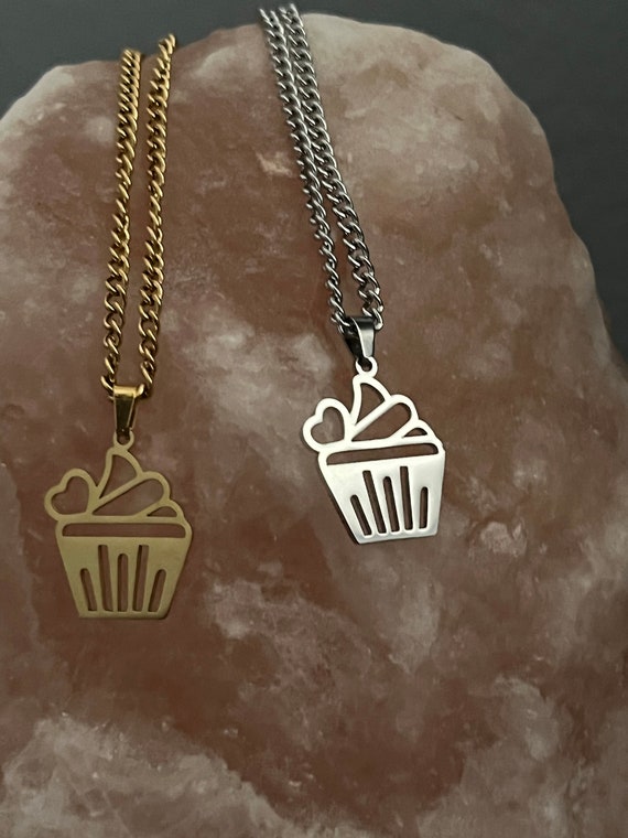 Lovely Heart Cupcake Pendant Necklaces Stainless … - image 5
