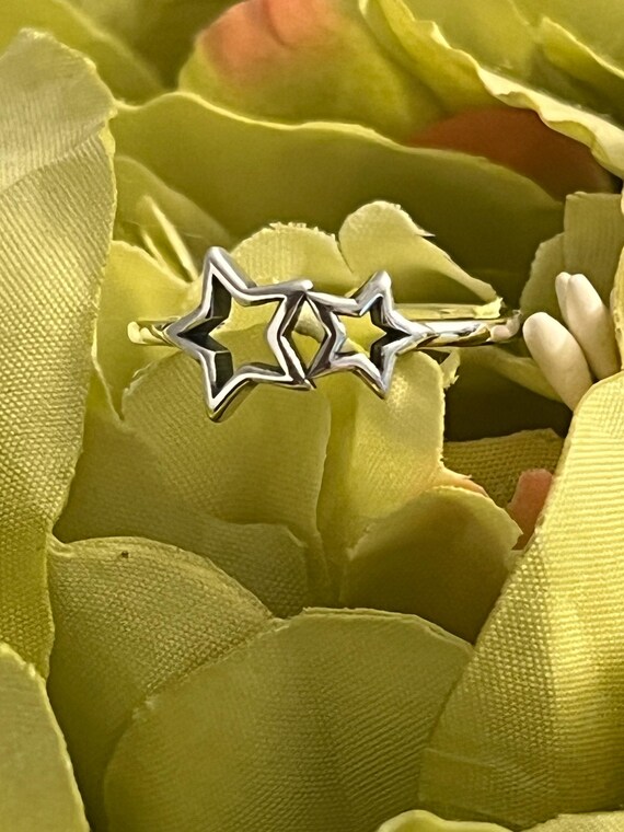 Sterling Silver Stars Ring, Celestial Ring:  Size… - image 11