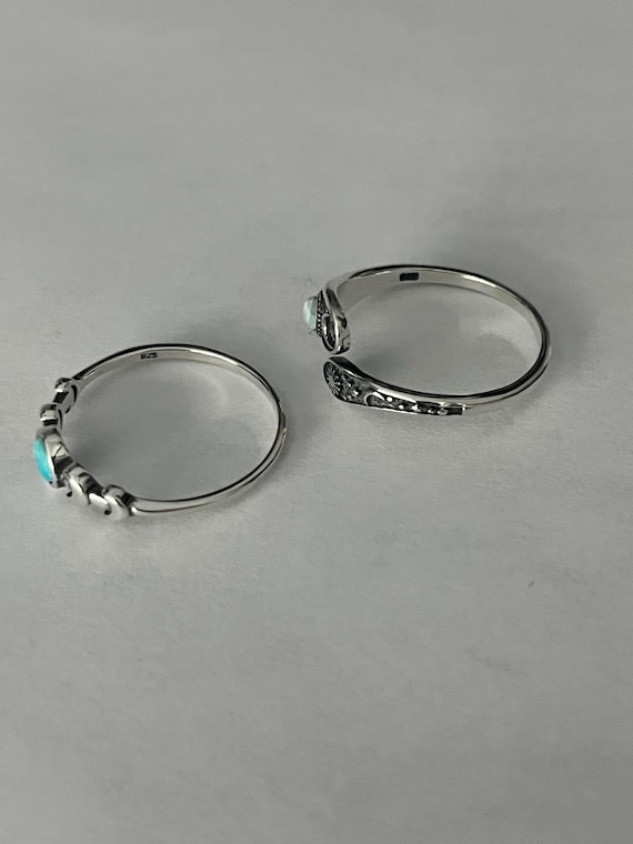 Sterling Silver Larimar Celestial Spoon Ring & Mo… - image 7