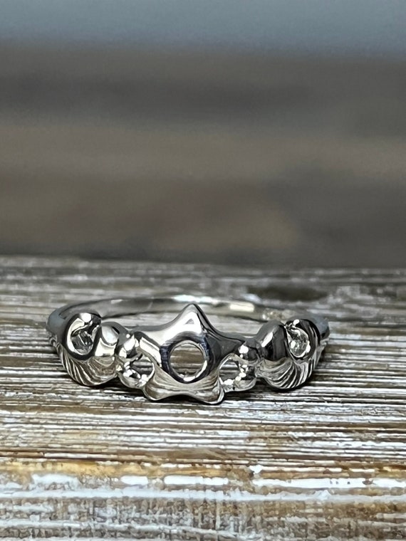 Sterling Silver Moon & Star Ring, Celestial Star a
