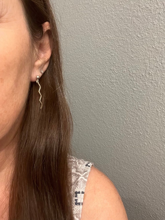 Sterling Silver Squiggle Dangle Drop Earrings, Ge… - image 4