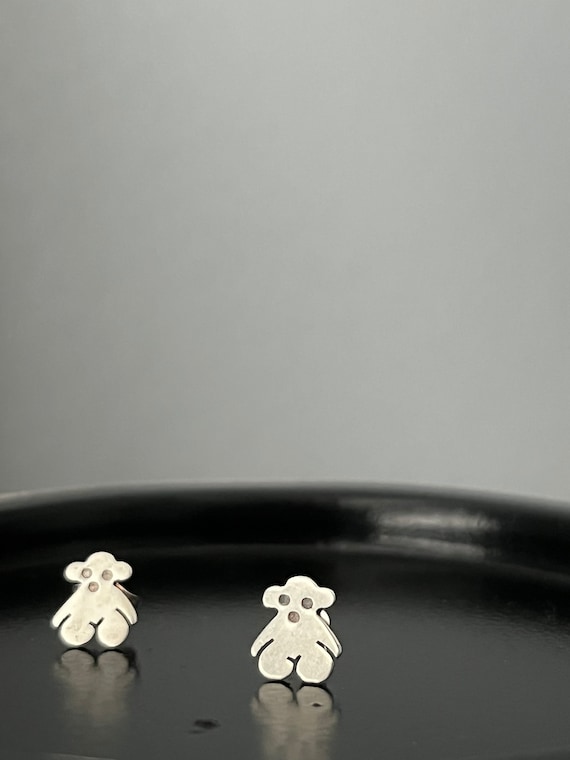 Sterling Silver Teddy Bear Stud Earrings, Tiny An… - image 8