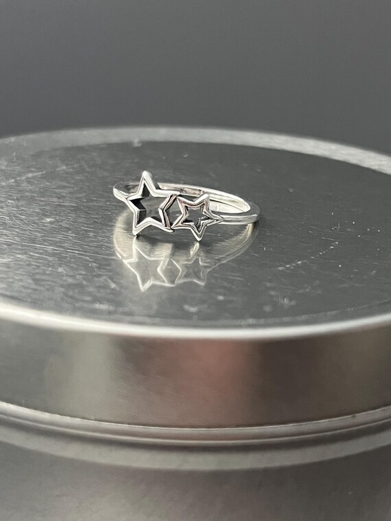 Sterling Silver Stars Ring, Celestial Ring:  Size… - image 8