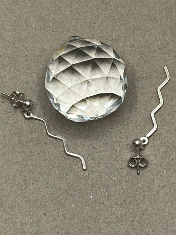 Sterling Silver Squiggle Dangle Drop Earrings, Ge… - image 5