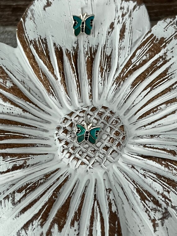 Enamel Butterfly Stud Earrings: 925 Sterling Silv… - image 10