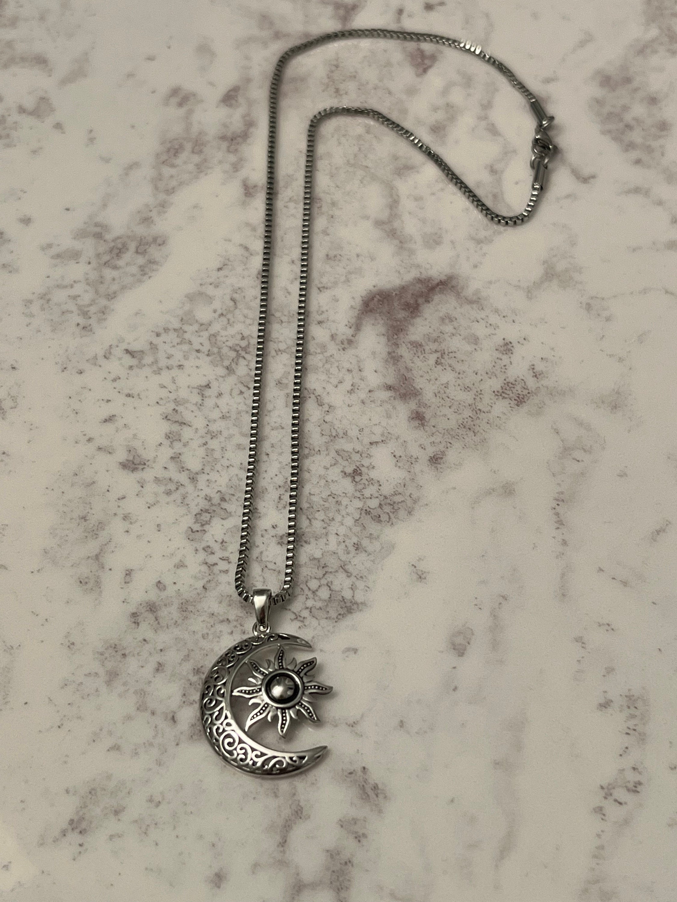 Moon & Sun Celtic 925 Sterling Silver Pendant, Stainless Steel Box ...