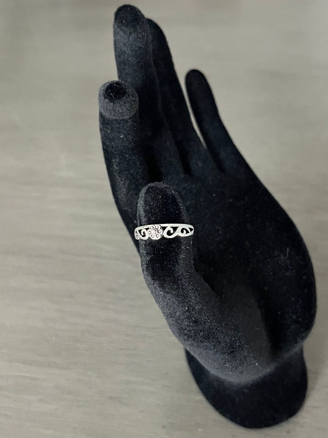 Sterling Silver Floral Toe Ring: Adjustable Swirl Design - Etsy