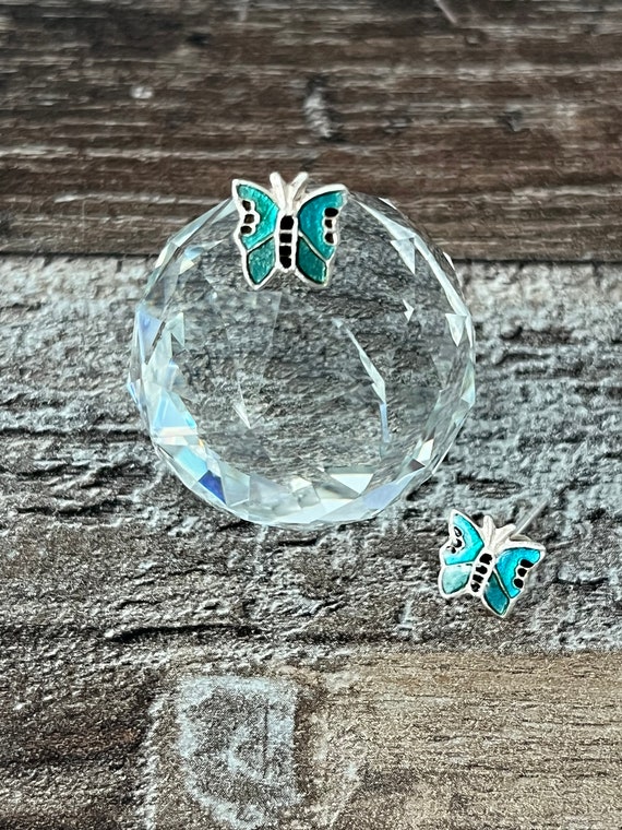 Enamel Butterfly Stud Earrings: 925 Sterling Silv… - image 8