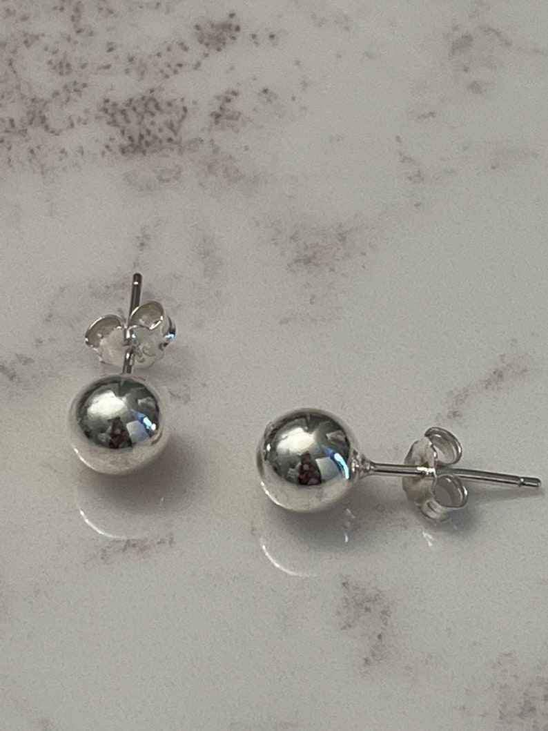 Silver Ball Stud Earrings, 925 Sterling Silver Earrings, Minimalist