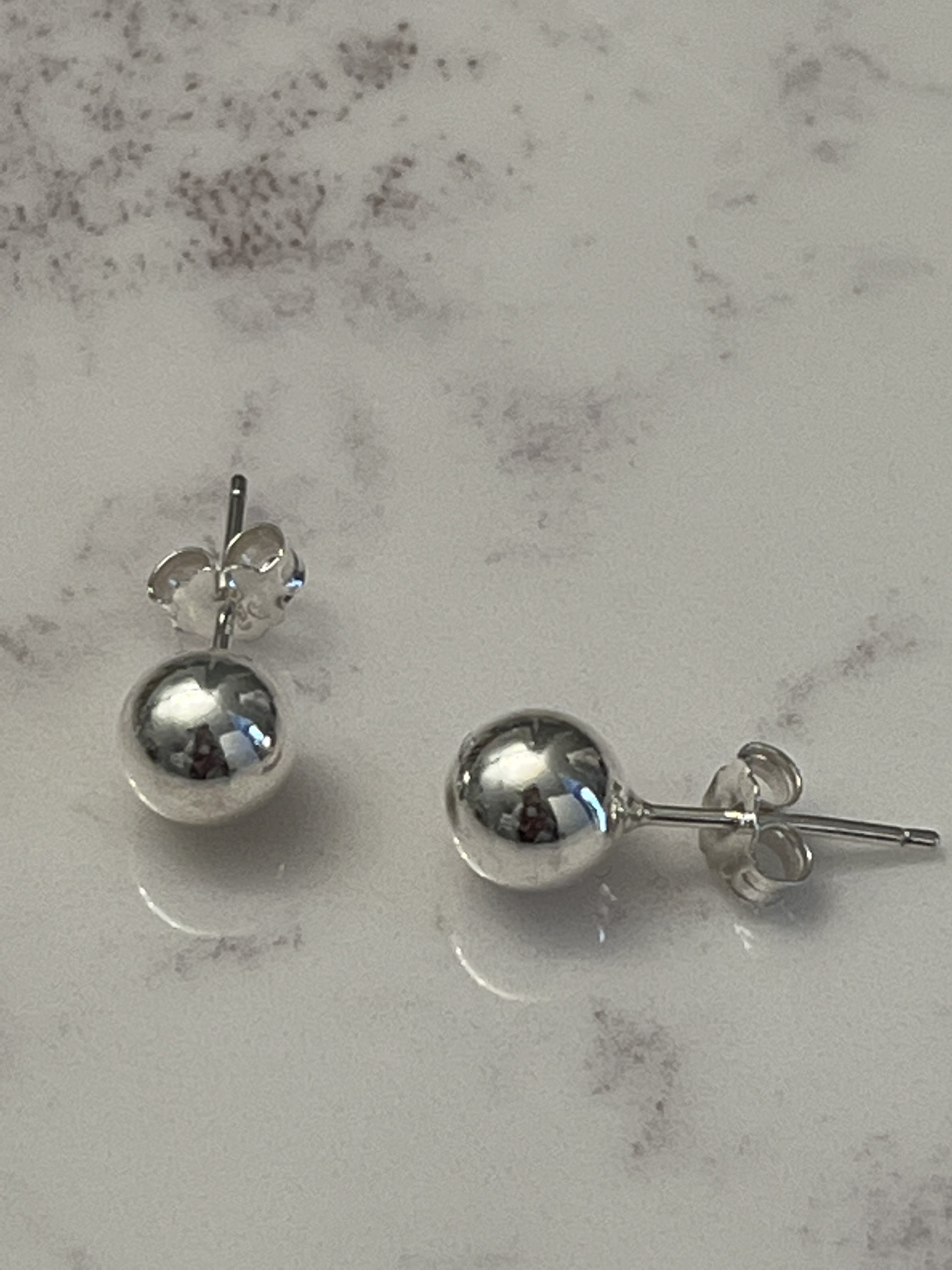 Silver Ball Stud Earrings, 925 Sterling Silver Earrings, Minimalist