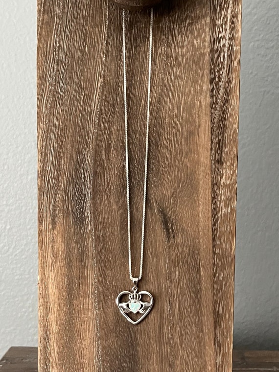 Claddagh Irish Heart Pendant Necklace, Sterling S… - image 3