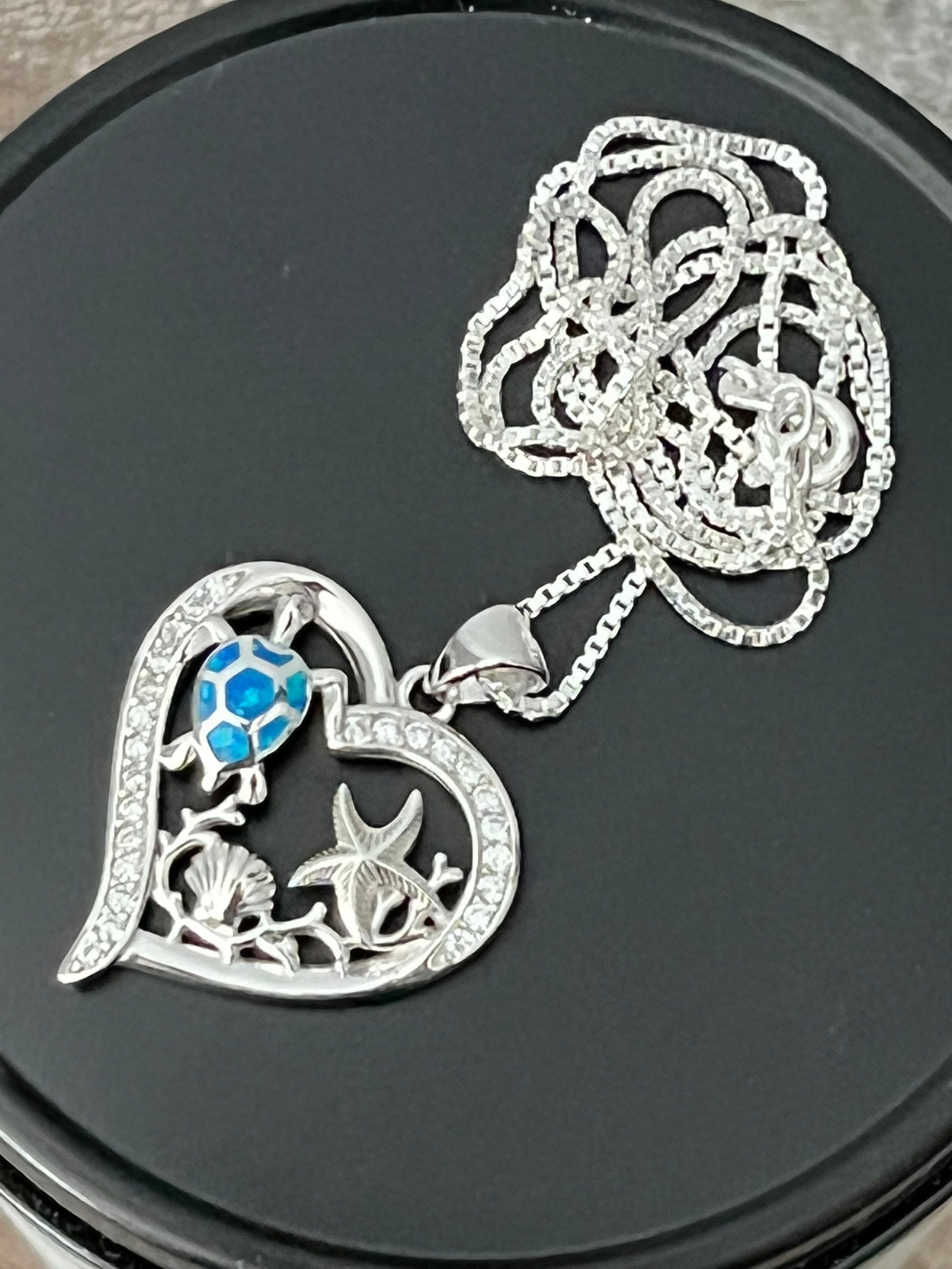 JewelonFire Sterling Silver A To Z Initial Cutout Heart Pendant Necklace, White