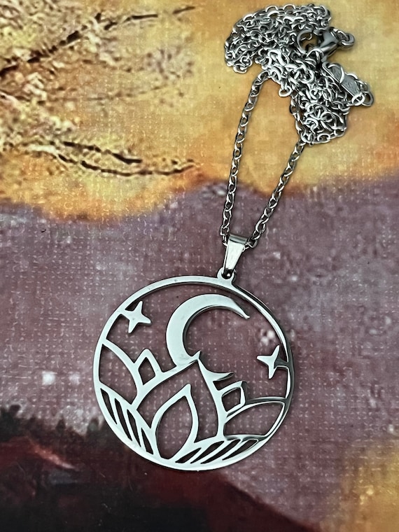 Creative Lotus Moon Necklace, Yoga Jewelry, Spiri… - image 1