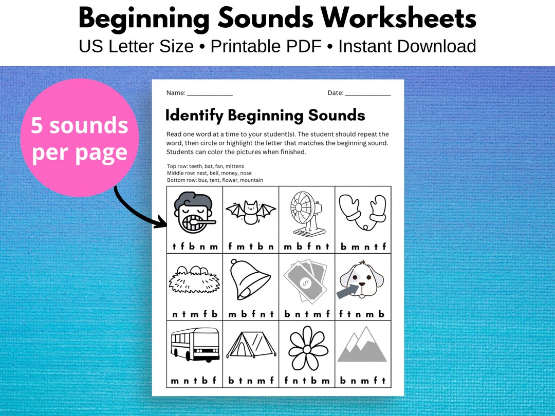 Identifying Letter Sounds in Words - The /b/ Sound Worksheet for