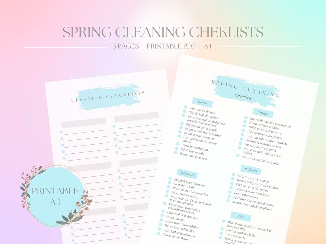 Spring Cleaning Checklist Printable Checklist Cleaning Planner ...
