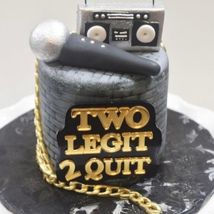 Two Legit to Quit Cake Plaque, cake pick, Matching Personalized Name, 2nd Birthday Party, Two Year Old party, Old School Rap, Customized