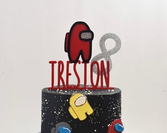 Among Cake topper, Custom Name, Color, and Age Acrylic Topper, Various Sizes Available
