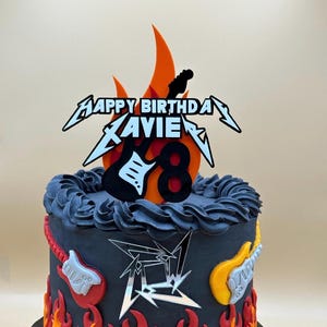 Personalised Rocker Cake Topper, Heavy Metal Cake Topper with Name & Age