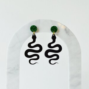 Snake Earring Posts , Choose Your Colors, Choose Your Finish, Punk, Goth, Statement Earrings, Serpent Earrings