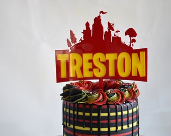 Fort Gaming Nite Cake Topper, Custom Personalized Name, Choose Colors