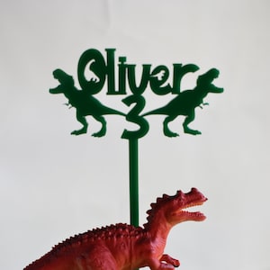 Personalized Dinosaur Birthday Cake Topper: Acrylic Dino Party Decor