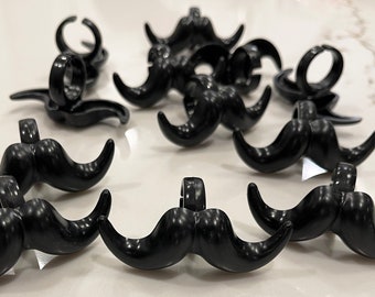 Mustache Cupcake Toppers, Party Favor Rings, 1 dozen, Gender Reveal, Barber, Hipster