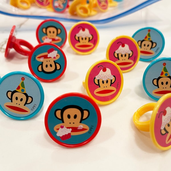 Topper per anelli di compleanno con scimmia / DecoPac / Fortuna / Raro / Stile Paul Frank / Una dozzina