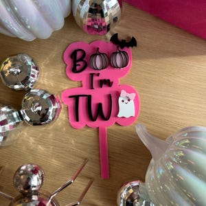Boo I&#39;m Two Cake Topper, Halloween Birthday, Custom Colors