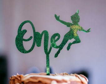 Peter Pan Cake Topper, Custom Personalized with Name OR Age, Choose your Color